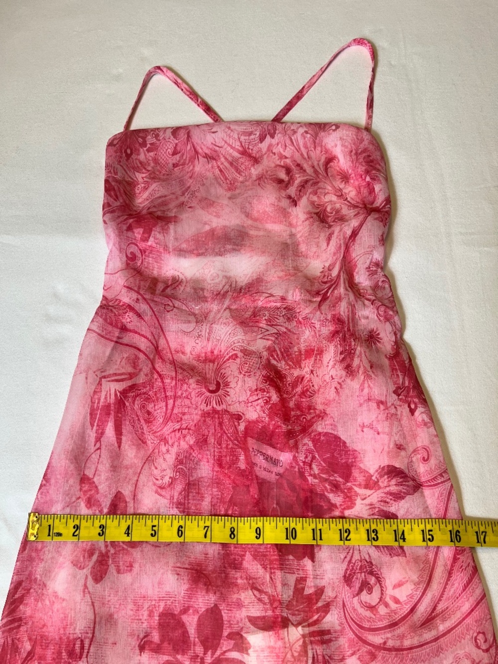 NEW - Peppermayo Tara Maxi Sheer Dress Pink Print Open Lace-Up Back - Picture 7 of 10